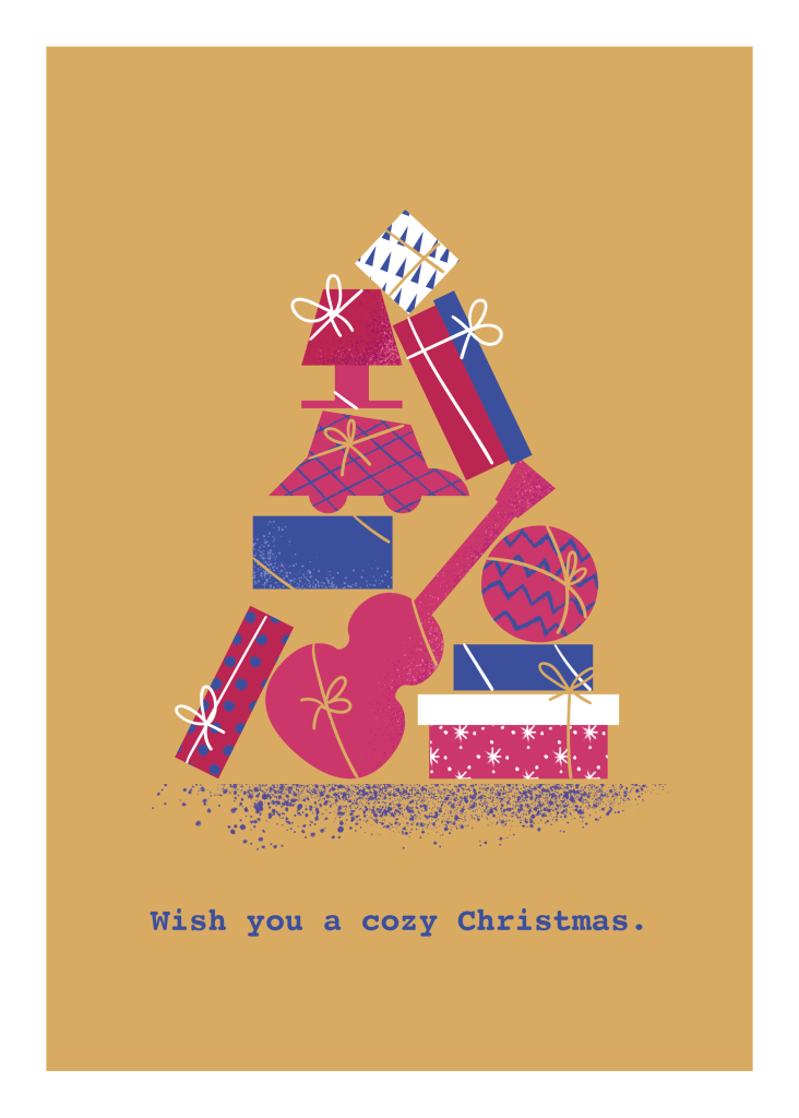 Digital Illustration. A collection of 3 Christmas cards in 15x21cm format.
A traditional way to wish a Merry Christmas to friends and relatives with a modern and vibrant style. Designed by annaeffe illustrator.