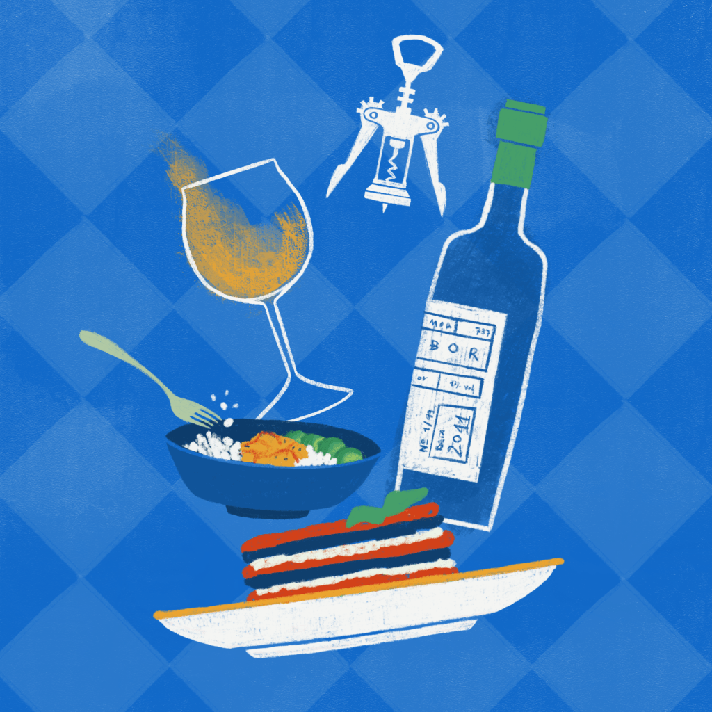 A collection of digital illustrations whose subject is the 3 main meals of the day: breakfast, lunch and dinner. 
The composition is dynamic, the elements seem to be thrown into the air because we have little time to consume them. 
A modern composition, a way to express the frenetic life of our life. Designed by annaeffe illustrator.